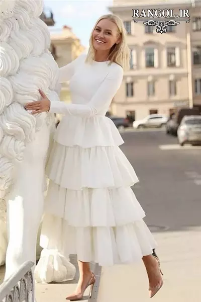 لباس مجلسی میدی پیراهن زنانه قد میدی متوسط شیک جدید