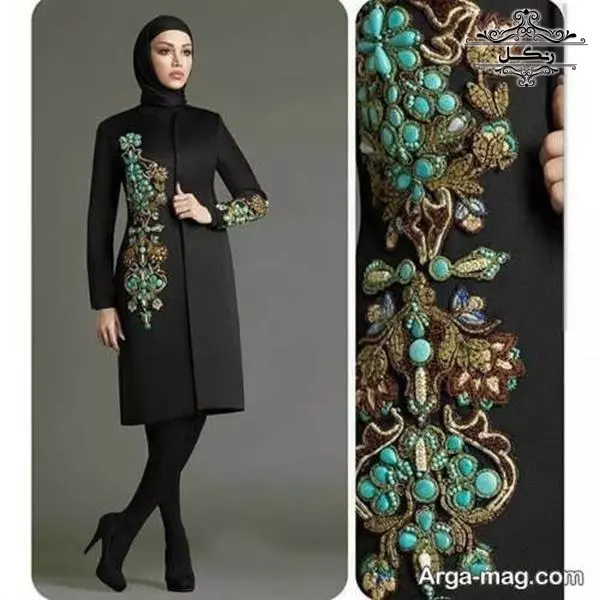 مدل مانتو و لباس مجلسی کار شده سنگ دوزی جواهر دوزی جدید