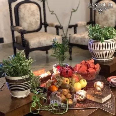 تزیین سفره شب یلدا دیزاین میز چله شیک جدید خاص مدل ایده