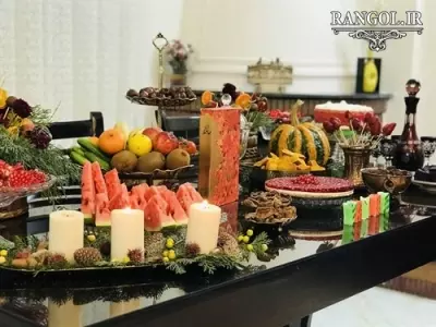 تزیین سفره شب یلدا دیزاین میز چله شیک جدید خاص مدل ایده
