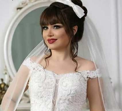 شینیون مو عروس با موهای چتری - مدل مو عروس
