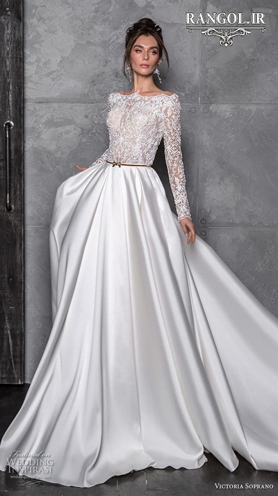 مدل لباس عروس پوشیده آستین دار جدید شیک رنگل rangol