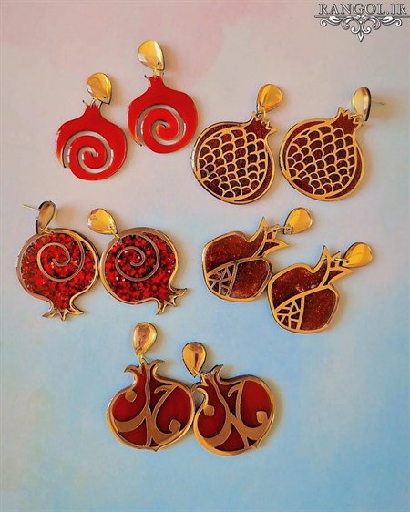 گوشواره انار شب یلدا قرمز زیورآلات