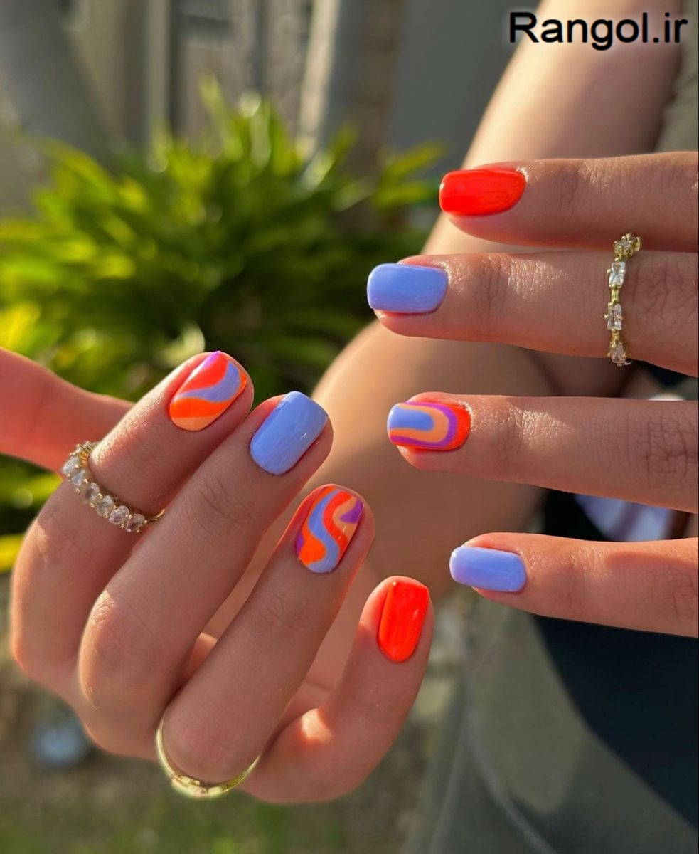 ایده طراحی ناخن تابستانی رنگ شاد رنگ جیغ لاک ناخن تابستونی جدید