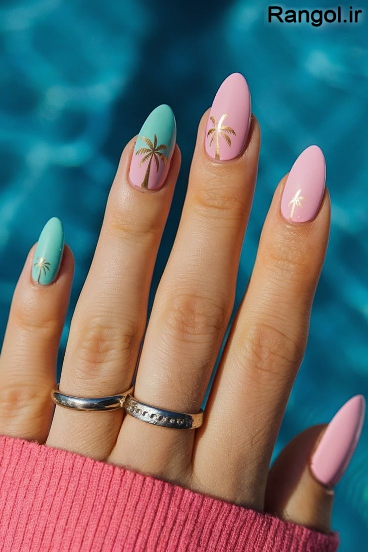 ایده طراحی ناخن تابستانی رنگ شاد رنگ جیغ لاک ناخن تابستونی جدید