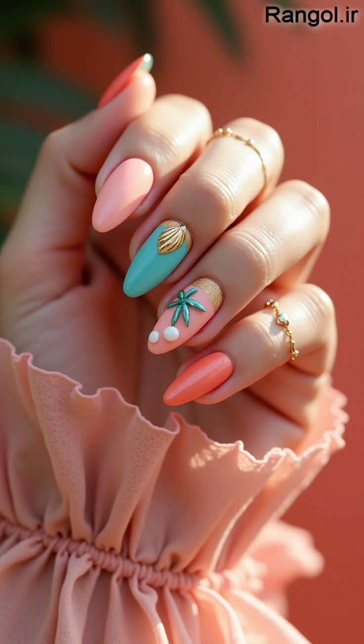 ایده طراحی ناخن تابستانی رنگ شاد رنگ جیغ لاک ناخن تابستونی جدید طراحی ناخن شیک لاکچری دخترونه